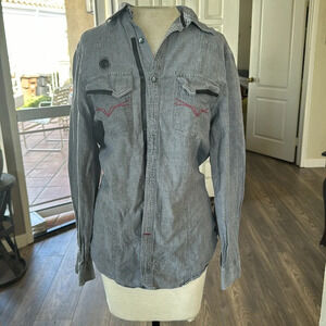 GUESS Los Angeles 1981: Limited Edition Gray Button Down Denim Shirt Size s